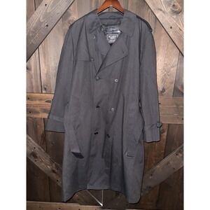 VTG Botany 500 Mens Black Trench Coat Removable Lining‎ USA Made EUC